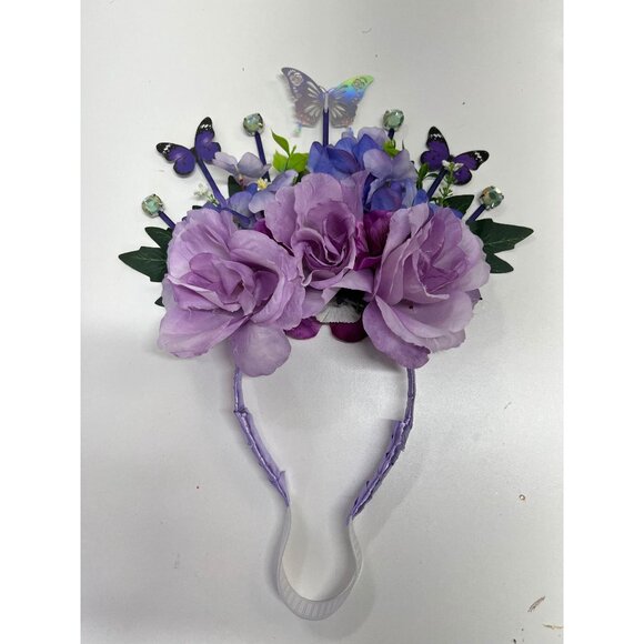 Large Floral Headpiece in Purple Costume Head Wear Hat Headband Performance - Picture 4 of 8